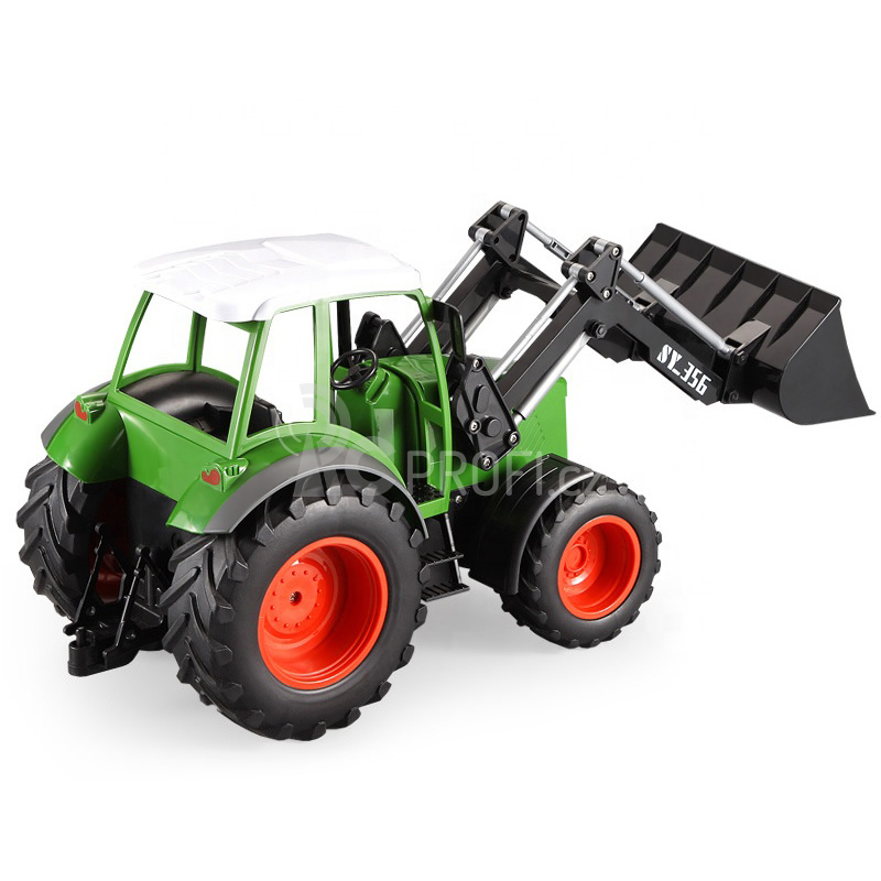 RC traktor Double E se lžící 1:16 + vozík za traktor