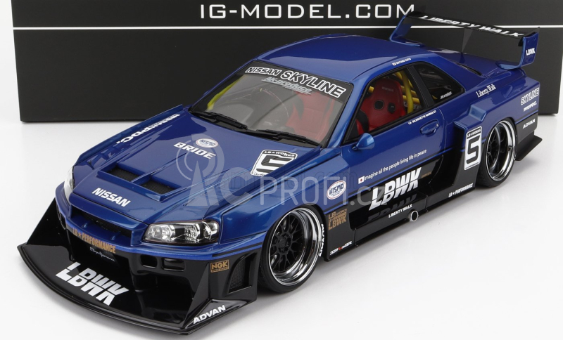 Ignition-model Nissan Skyline Lb-er34 N 5 Super Silhouette Lbwk 1996 1:18 Modrá Černá