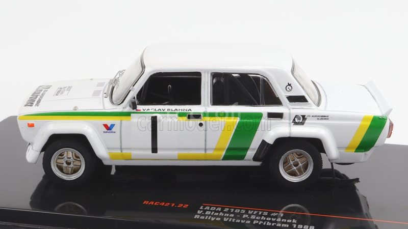 Ixo-models Lada fiat 2105 Vfts N 1 Rally Vltava Pribram 1988 V.blahna - P.schovanek 1:43 Bílá Zelená Žlutá
