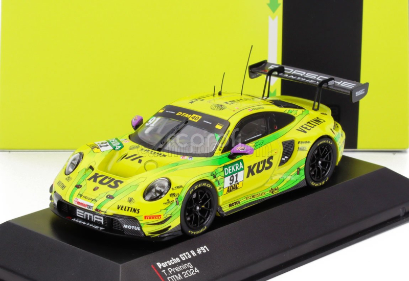 Ixo-models Porsche 911 992 Gt3 R Team Manthey Grello N 91 Dtm Season 2024 Thomas Preining 1:43 Žlutá Zelená
