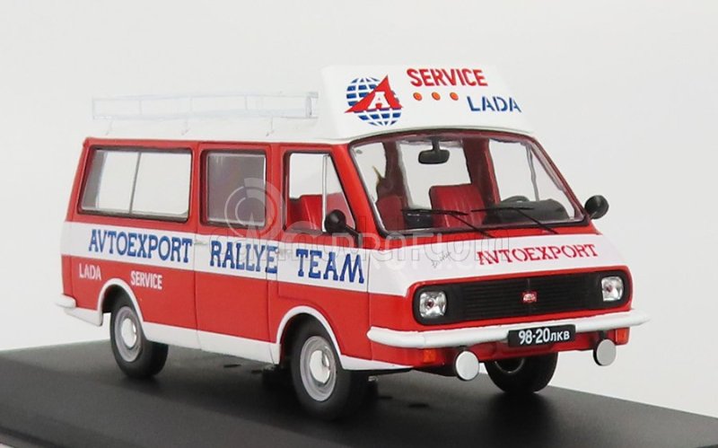 Ixo-models RAF 2203 Minibus Team Rally Lada Service Assistance 1984 1:43 Červená Bílá