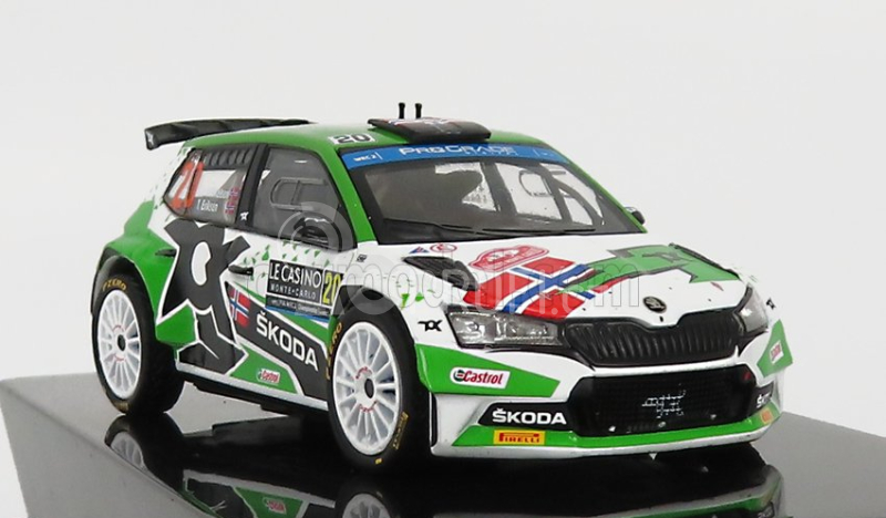 Ixo-models Škoda Fabia Rally2 Evo N 20 Rally Montecarlo 2022 1:43, zelenobílá