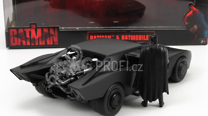 Jada Batman Batmobile With Figure 2022 - The Batman Movie 1:24 Matt Black