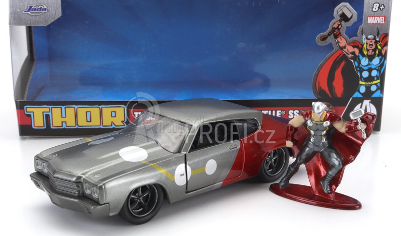 Jada Chevrolet Chevelle Ss 1970 With Thor Figure 1:32 Šedá Červená