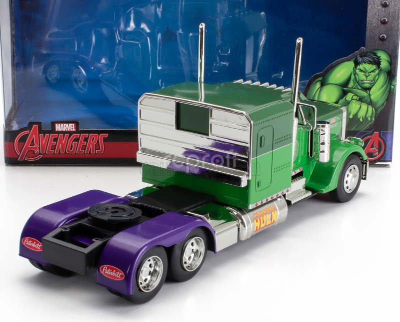 Jada Peterbilt 379 Tractor Truck 3-assi Hulk 1992 1:24 2 Tóny Zelené
