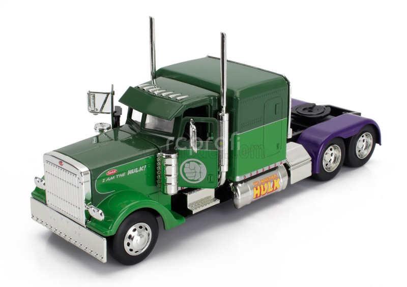 Jada Peterbilt 379 Tractor Truck 3-assi Hulk 1992 1:24 2 Tóny Zelené