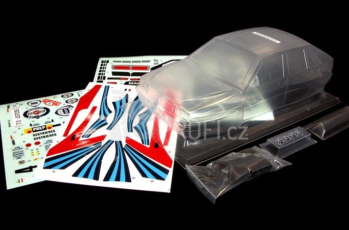 Karoserie čirá Lancia Delta Intergrale, bilé MARTINI nálepky (200mm)
