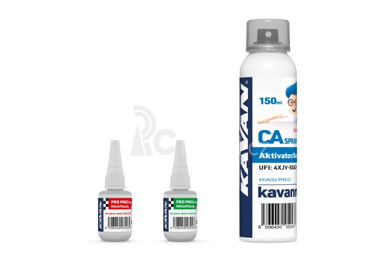 KAVAN PRO PNEU střední a řidké vteřinové lepidlo 20g + Kavan aktivátor CA 150ml