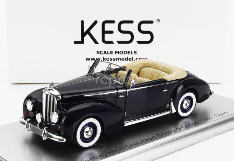 Kess-model Bentley Mkvi Drophead Coupe Graber Cabriolet Open 1948 1:43 Blue
