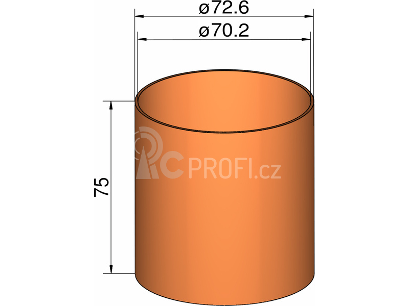 Klima Spojka 75mm trubek pr. 72.6mm x 75mm