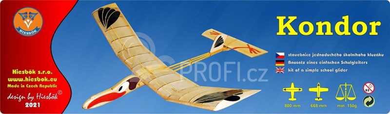 KONDOR-kluzák A3 pro pokročilejší modeláře, Hiesb.