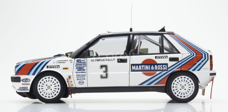 Kyosho Lancia Delta Hf Integrale 4wd Team Martini & Rossi Racing N 3 Winner Rally Olympus Usa 1987 Juha Kankkunen - Juha Piironen 1:18 Bílá Červená Modrá