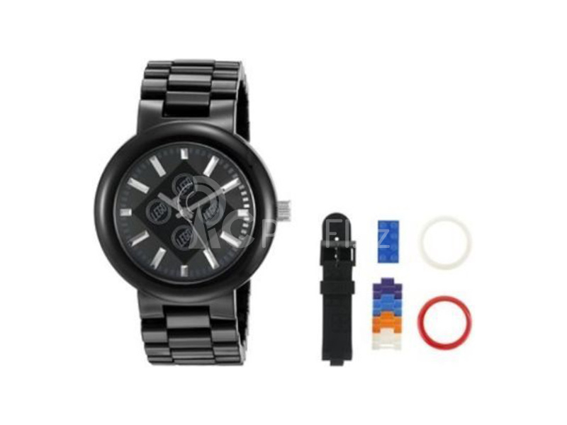 LEGO hodinky pro dospělé - 4 Stud Brick Black/Chrome