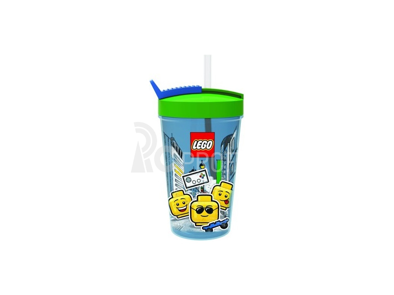 LEGO láhev s brčkem 0.5L - Iconic Boy modrá