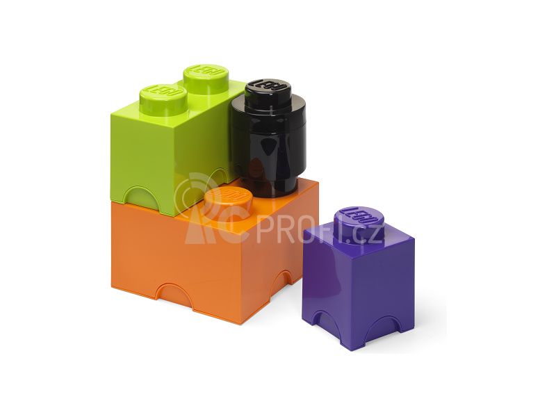 LEGO úložné boxy Multi-Pack 4ks - fialová, černá, oranžová, zelená