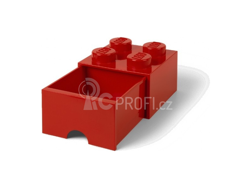 LEGO úložný box s šuplíkem 250x250x180mm - červený