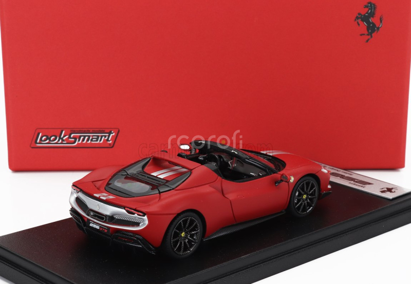 Looksmart Ferrari 296 Gts Spider Assetto Fiorano Open Roof 2022 1:43 Rosso F-1-75 - Matná Červená Stříbrná