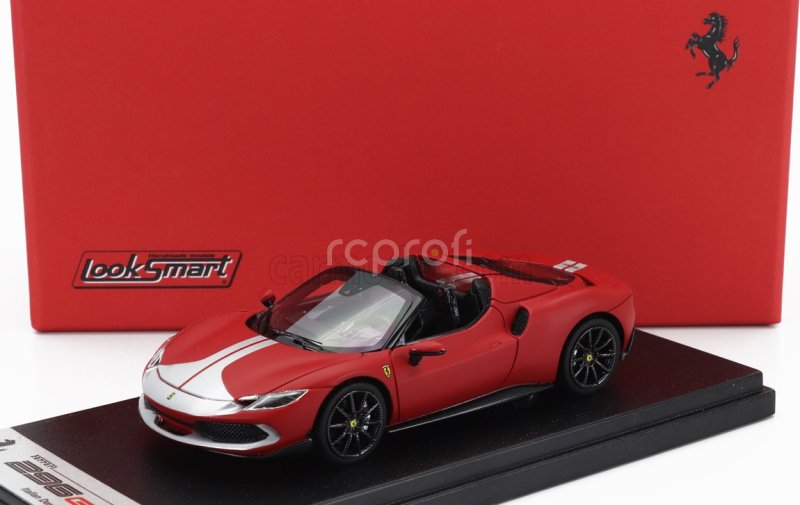 Looksmart Ferrari 296 Gts Spider Assetto Fiorano Open Roof 2022 1:43 Rosso F-1-75 - Matná Červená Stříbrná