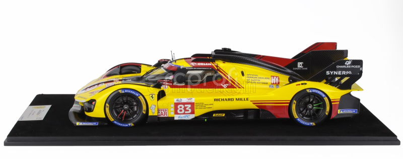 Looksmart Ferrari 499p 3.0l Turbo V6 Team Af Corse N  83 24h Le Mans 2024 Robert Kubica - Robert Shwartzman - Yifei Ye 1:12 Žlutá Červená