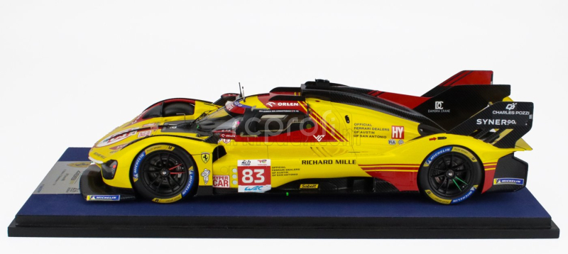 Looksmart Ferrari 499p 3.0l Turbo V6 Team Af Corse N  83 24h Le Mans 2024 Robert Kubica - Robert Shwartzman - Yifei Ye 1:18 Žlutá Červená