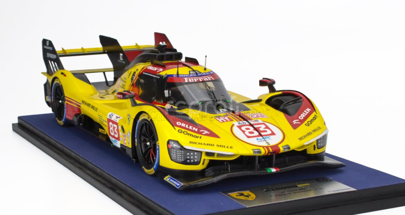 Looksmart Ferrari 499p 3.0l Turbo V6 Team Af Corse N  83 24h Le Mans 2024 Robert Kubica - Robert Shwartzman - Yifei Ye 1:18 Žlutá Červená
