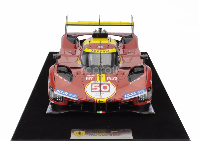 Looksmart Ferrari 499p 3.0l Turbo V6 Team Ferrari Af Corse N 50 Winner 24h Le Mans 2024 Antonio Fuoco - Miguel Molina - Nicklas Nielsen 1:12 Červená Žlutá Černá