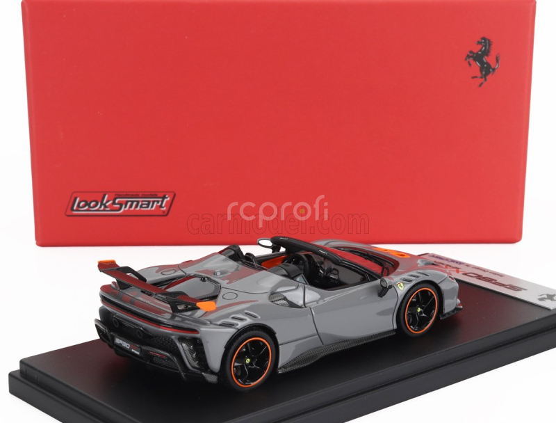 Looksmart Ferrari Sf90 Xx Stradale Spider 2024 1:43 Grigio Nardo - Šedá Oranžová Černá