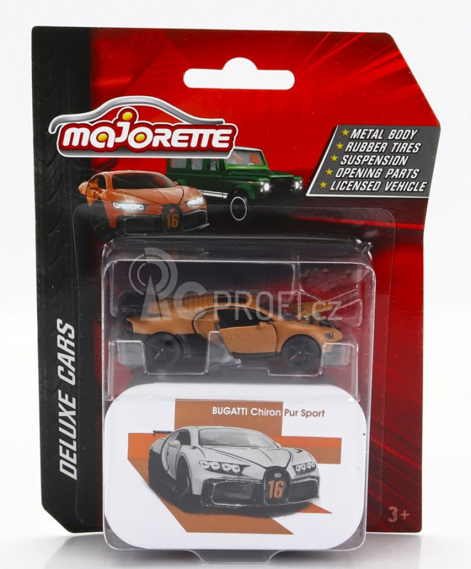 Majorette Bugatti Chiron Pur Sport N 16 2018 1:64 Světle Hnědá