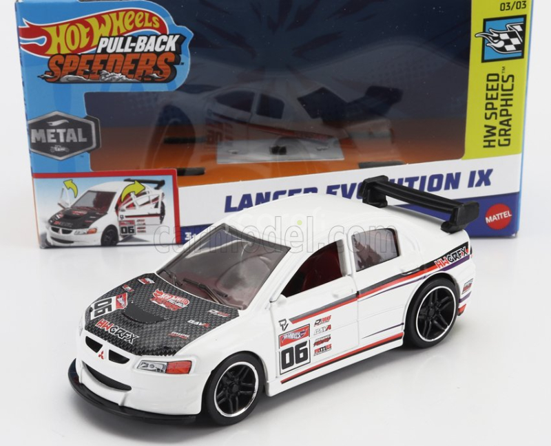 Mattel hot wheels Mitsubishi Lancer Evolution Ix N 06 Racing 2007 1:43 Bílá