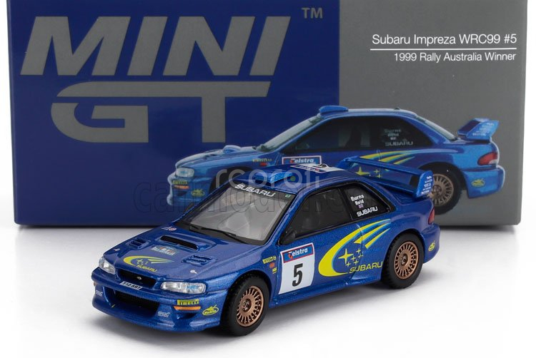 Mini-gt Subaru Impreza Wrc99 S5 N 5 Winner Rally Australia 1999 Richard Burns - Robert Reid 1:64 Blue