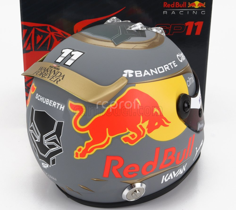 Mini helmet Schuberth helmet F1  Casco Helmet Red Bull Rb18 Team Oracle Red Bull Racing N 11 Brazilian Gp 2022 Sergio Perez 1:2 Matná Šedožlutá