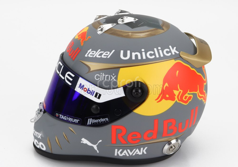 Mini helmet Schuberth helmet F1  Casco Helmet Red Bull Rb18 Team Oracle Red Bull Racing N 11 Brazilian Gp 2022 Sergio Perez 1:2 Matná Šedožlutá