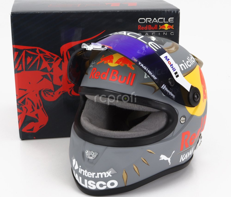 Mini helmet Schuberth helmet F1  Casco Helmet Red Bull Rb18 Team Oracle Red Bull Racing N 11 Brazilian Gp 2022 Sergio Perez 1:2 Matná Šedožlutá