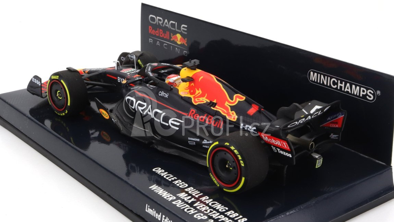 Minichamps Red bull F1  Rb18 Team Oracle Red Bull Racing N 1 World Champion Winner Dutch Gp 2022 Max Verstappen 1:43 Matná Modrá Žlutá Červená