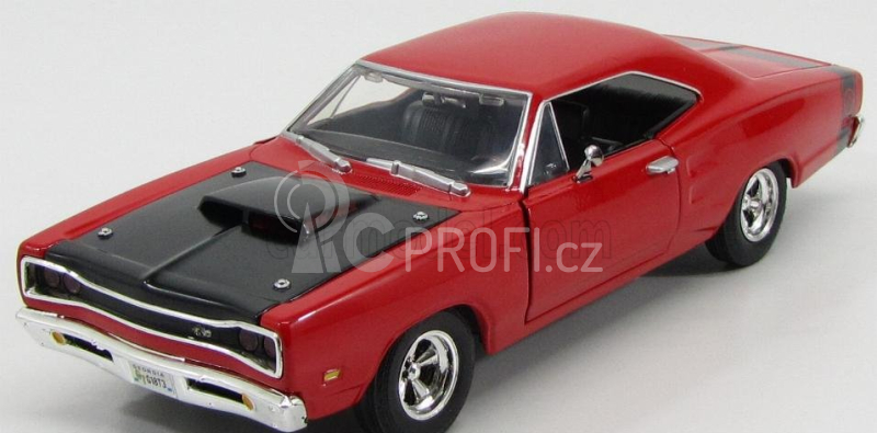 Motor-max Dodge Coronet Coupe 2-door Six Pack 1969 - Super Bee 1:24 Červený Mat Černý
