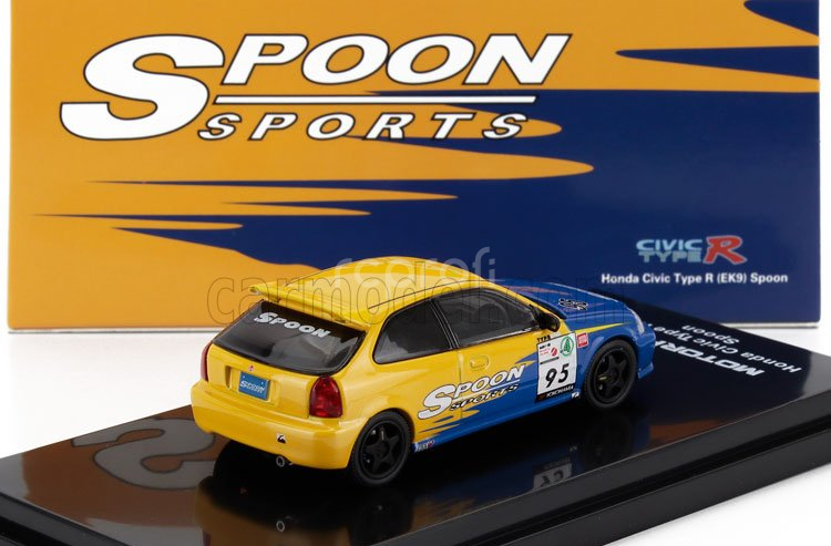 Motorhelix Honda Civic Ek9 Type R Spoon N 95 Racing 1999 1:64 Modrá Žlutá