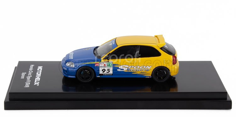 Motorhelix Honda Civic Ek9 Type R Spoon N 95 Racing 1999 1:64 Modrá Žlutá