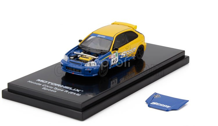 Motorhelix Honda Civic Ek9 Type R Spoon N 95 Racing 1999 1:64 Modrá Žlutá