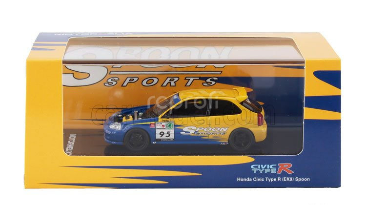 Motorhelix Honda Civic Ek9 Type R Spoon N 95 Racing 1999 1:64 Modrá Žlutá