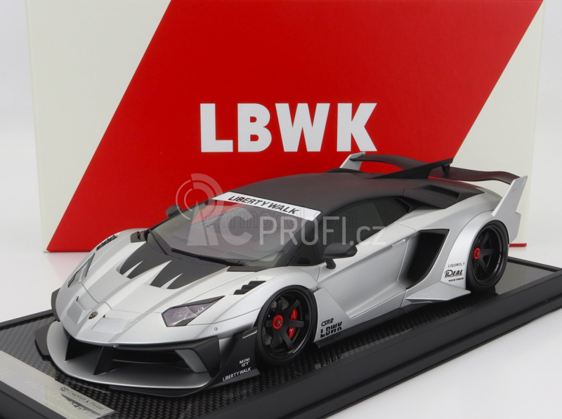 Motorhelix Lamborghini Aventador Gt Evo Lbwk Lb-works 2019 1:18 Stříbrná Uhlíková Čerň