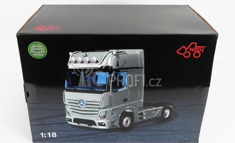Nzg Mercedes benz Actros 2 1863 Gigaspace 4x2 Mirrorcam Tractor Truck 2-assi 2018 1:18 Olivová Zelená