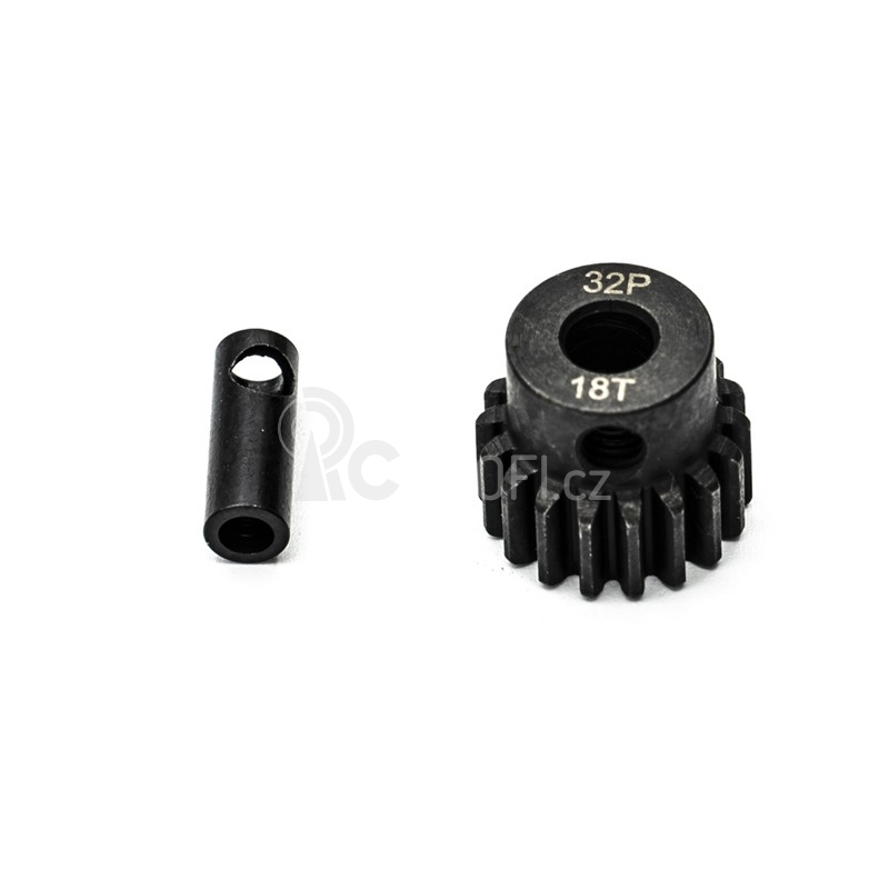 Ocelový motorový pastorek 18 zubů, modul 32DP s 5mm vrtáním a 3,17mm adaptérem