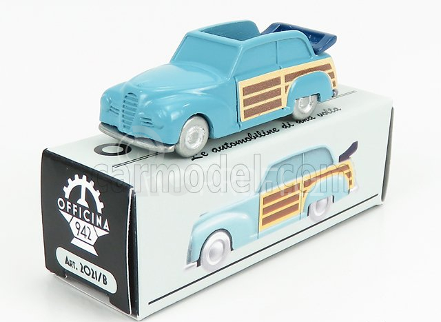 Officina-942 Fiat 1100 E Cabriolet Open Venilia Carrozzeria Savio 1949 1:76 Světle Modré Dřevo