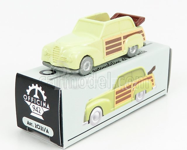 Officina-942 Fiat 1100 E Cabriolet Open Venilia Carrozzeria Savio 1949 1:76 Světle Žluté Dřevo