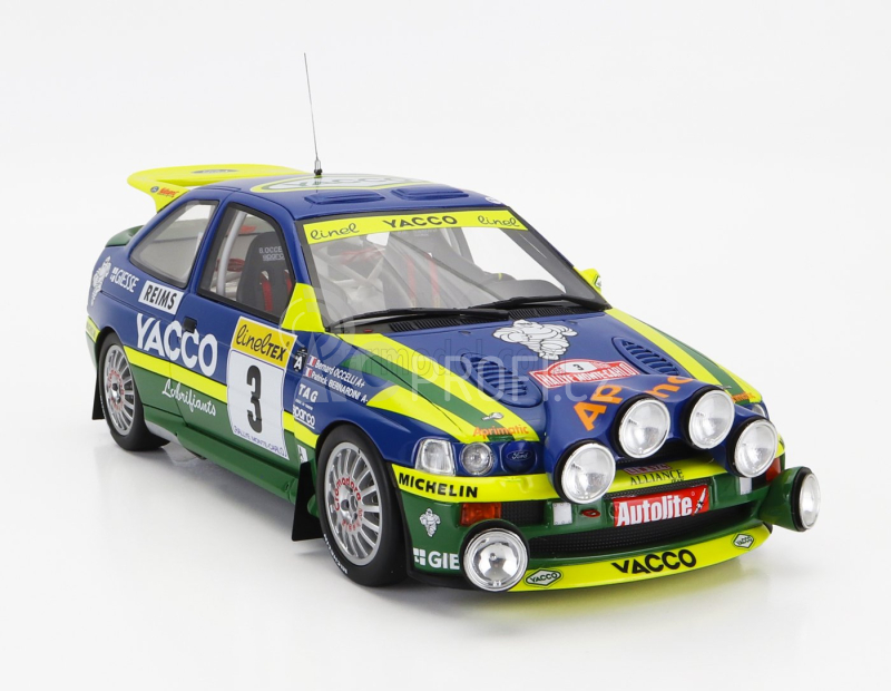 Otto-mobile Ford england Escort Rs Cosworth Team Alliance Yacco (night Version) N 3 Winner Rally Montecarlo 1996 P.bernardini - B.occelli 1:18 Modrá Žlutá