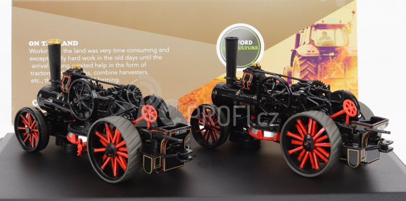 Oxford-models Fowler Set 2x Bb1 Tiger Tractor Ploughing Engine 1864 1:76 Černá Červená