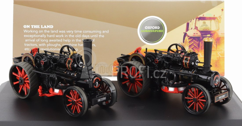 Oxford-models Fowler Set 2x Bb1 Tiger Tractor Ploughing Engine 1864 1:76 Černá Červená