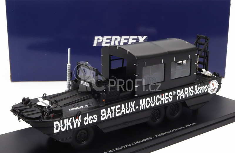 Perfex GMC Dukw Cckw 353 Truck Boat Bateaux Mouches Paris Anfibio Gommato 3-assi 1965 1:43 Black
