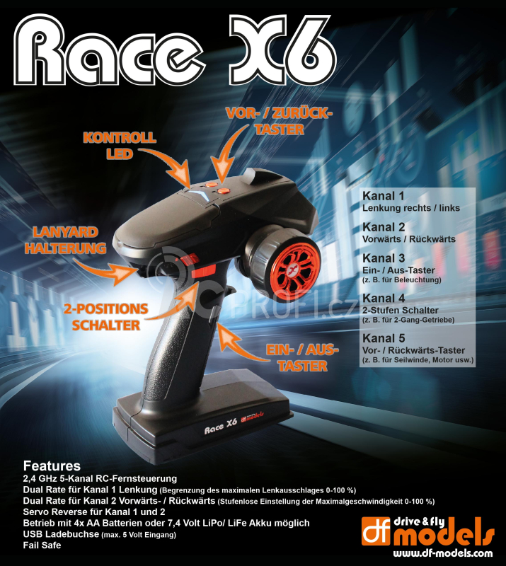 RACE X6 - 5ch RC souprava