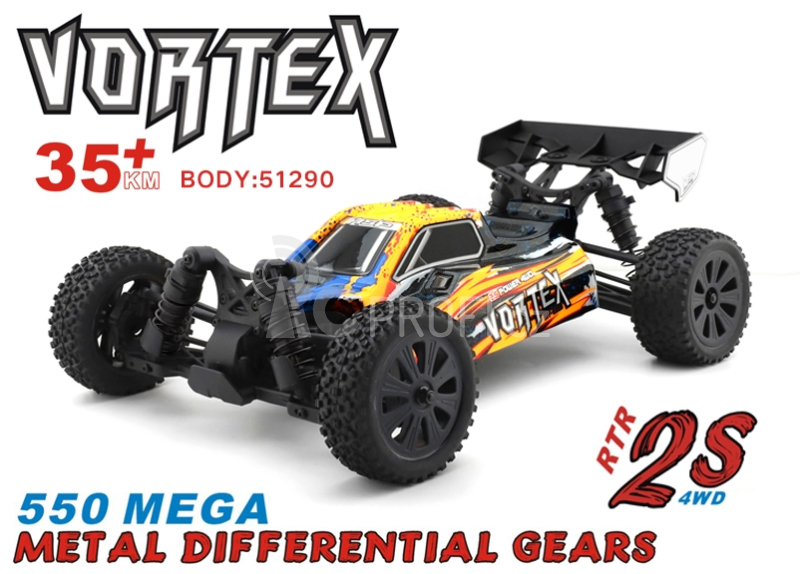 RC auto HSP Vortex 1/10 RTR Buggy, oranžová